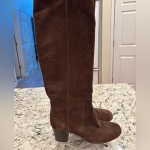 Lanvin suede brown knee high boot, size 37. Gentle used condition. Super chic!